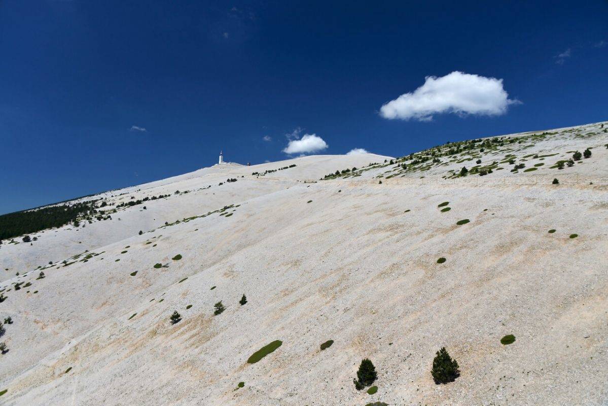 A view up to the summit of Mont Ventoux