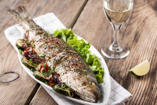 Grilled fish matched with a fruity white